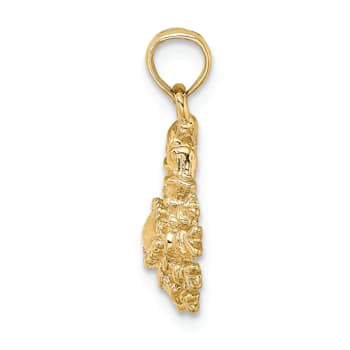 14k Yellow Gold 3D Textured Cancer Zodiac pendant
