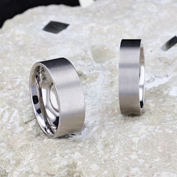 SOLAR Flat Profile Brushed Finish Men’s Titanium Wedding Band 8mm