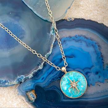 Barse Turquoise Celestial Star Pendant Necklace In Bronze