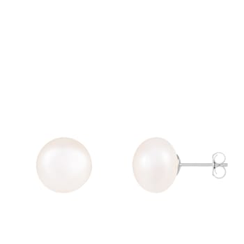 14k White Gold 10-11mm White Freshwater Pearl Stud Earrings