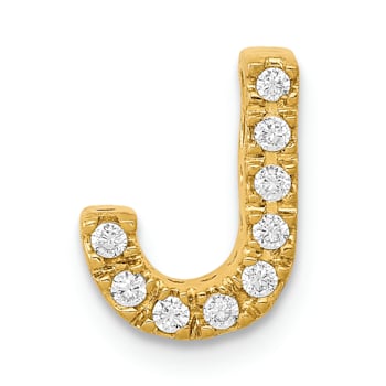 14K Yellow Gold Diamond Letter J Initial Charm