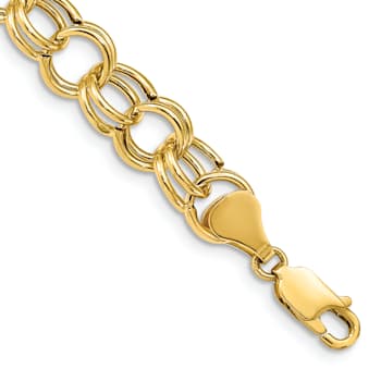 14k Yellow Gold 8.5mm Double Link Charm Bracelet