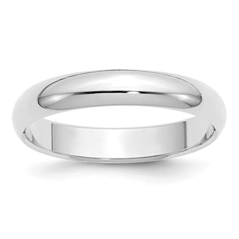 Rhodium Over Sterling Silver 4mm Half-Round Band