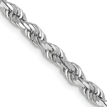 Rhodium over 14k White Gold Solid 3.35mm Diamond-Cut Quadruple Rope 20
Inch Chain