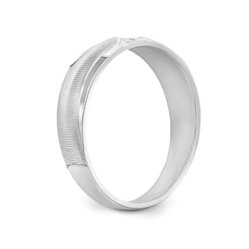 Rhodium Over 14K White Gold AA Quality Trio Mens Wedding Band