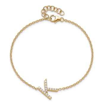 14k Yellow Gold Diamond Sideways Letter K Bracelet