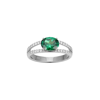 Green And White Cubic Zirconia Platinum Over Sterling Silver Ring 2.27ctw