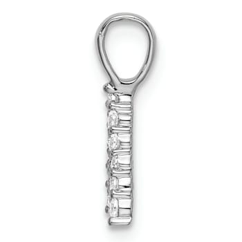Rhodium Over 14K White Gold Lab Grown Diamond Letter A Initial Pendant