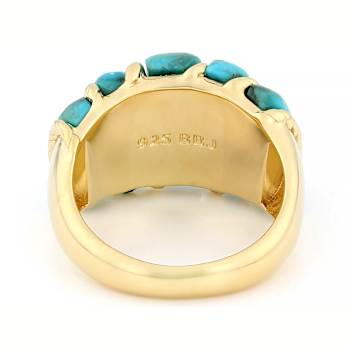 Turquoise Free-Form Dome Ring In 18K Gold Over Sterling Silver