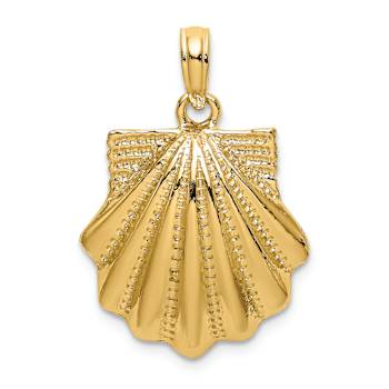 14k Yellow Gold Textured Scallop Shell Charm
