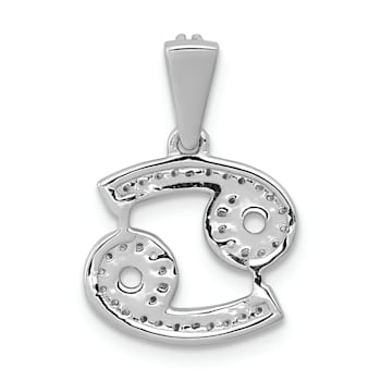 Rhodium Over 14K White Gold Diamond Cancer Zodiac Pendant