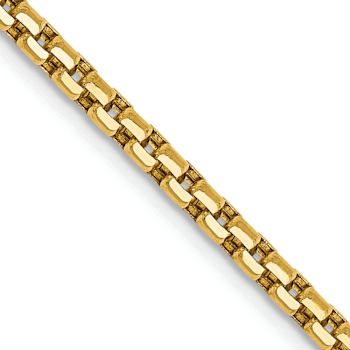 14K Yellow Gold 2.45mm Hollow Round Box Chain 26"