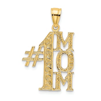 14K Yellow Gold Number 1 MOM Vertical Charm