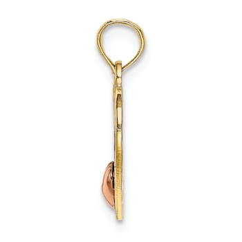 14k Tri-color Gold Polished MOM in Heart Pendant