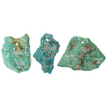 Sonoran Turquoise Pre-Drilled Tumbled Nugget Focal Beads Set of 3
