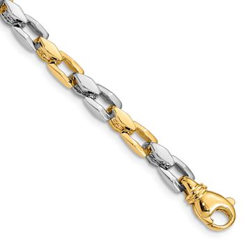14k Two-tone Gold 4.5mm Hand-polished Fancy Link Bracelet