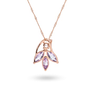 Marquise Shape Purple Amethyst 14K Rose Gold Over Sterling Silver
Pendant with Chain