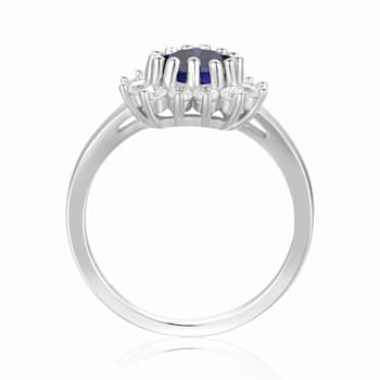 Heart Shape Garnet with White Topaz Accents Sterling Silver Ring, 1.30ctw