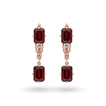 Garnet Octagon 14K Rose Gold Over Sterling Silver Drop Earrings