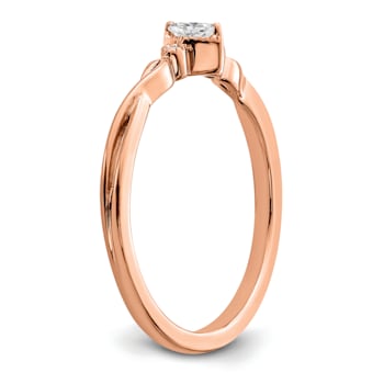 14K Rose Gold Petite Beaded Edge Marquise Diamond Ring 0.09ctw