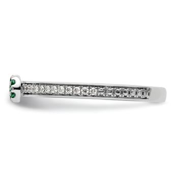 14K White Gold Stackable Expressions Lab Created Emerald and Diamond
Ring 0.075ctw