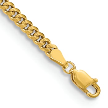 10k Yellow Gold 3.5mm Solid Miami Cuban Link Bracelet
