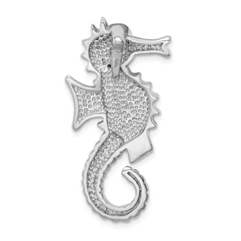 Rhodium Over Sterling Silver Lab Created Opal and Cubic Zirconia
Seahorse Chain Slide Pendant