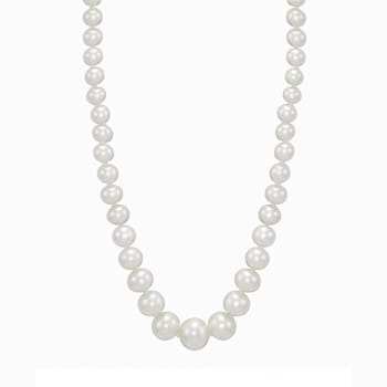 4.5-8.5mm Round White Freshwater Pearl Graduated Strand Necklace