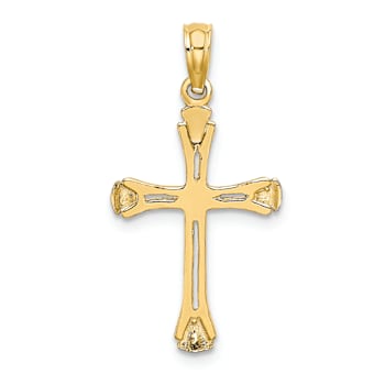 14k Yellow Gold Polished Beveled Cut-out Cross Pendant