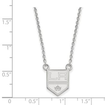 Rhodium Over Sterling Silver NHL LogoArt Los Angeles Kings Small Pendant Necklace
