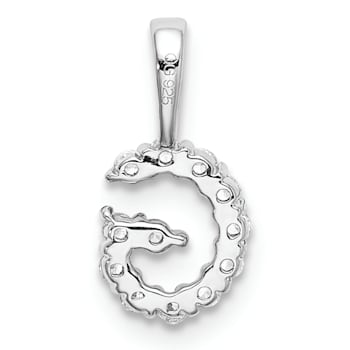 Rhodium Over 14K White Gold Lab Grown Diamond Letter G Initial Pendant