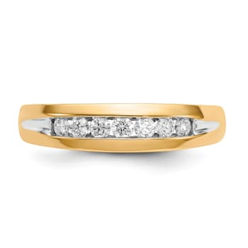 10K Yellow Gold with Rhodium Diamond Men's Channel Ring 0.32ctw