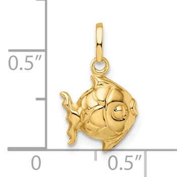 14K Yellow Gold Polished 3-D Fish Pendant