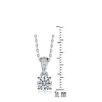 Bursting CZ Pendant Necklace In Sterling Silver