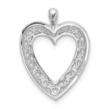 Rhodium Over 14k White Gold Cut-Out Heart Pendant