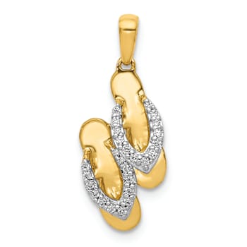 14K Two-tone Gold Diamond Flip-Flops Charm