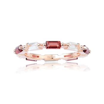 Baguette Garnet and White Topaz 14K Rose Gold Over Sterling Silver
Eternity Band Ring