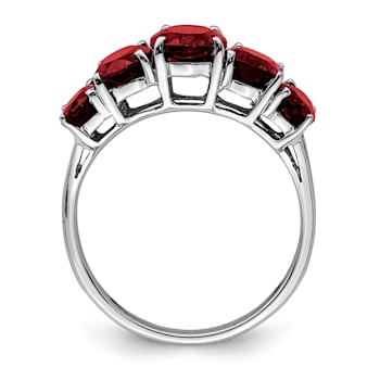Rhodium Over Sterling Silver Garnet Ring