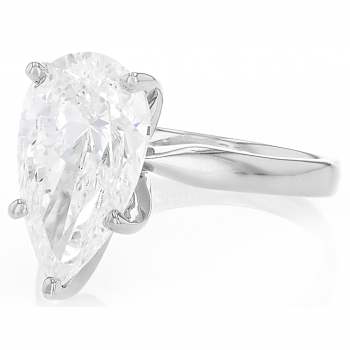 Lab-Grown Diamond Pear Shape Solitaire Ring In 14K White Gold 4.00ct