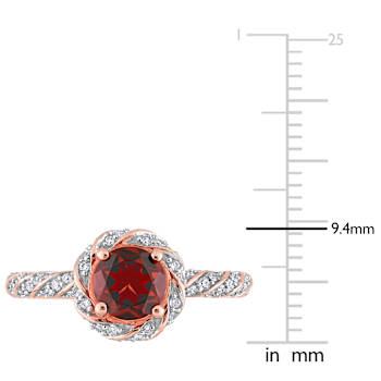 Garnet and Diamond 14K Rose Gold Halo Ring 1.24ctw