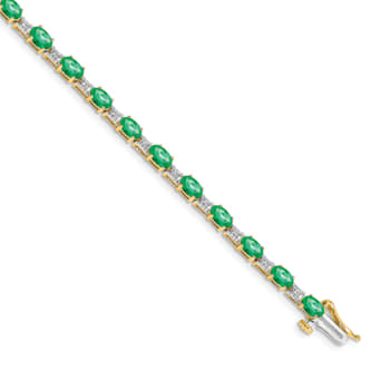 14k Yellow Gold and 14k White Gold Diamond and Emerald Bracelet
