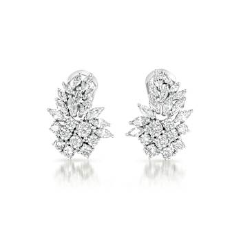Marquise CZ Cluster Stud Earrings In Sterling Silver