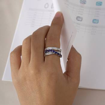 Lab Created Blue Saphhire And White Cubic Zirconia Platinum Over
Sterling Silver Ring 2.54ctw