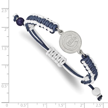 Stainless Steel MLB LogoArt Chicago Cubs Adjustable Cord Bracelet