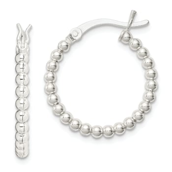 Sterling Silver Polished Beaded 2mm Hoop Earrings