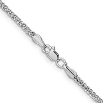 Rhodium Over 14k White Gold 2mm 3-Wire Wheat Link 18 Inch Chain
