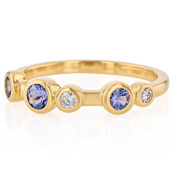 Tanzanite And Lab-Grown Diamond Band Ring In 18K Gold Over Sterling
Silver 0.44ctw
