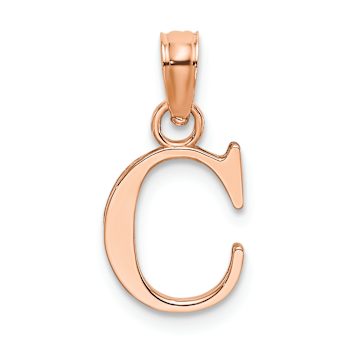 14k Rose Gold Polished Block Letter C Initial Pendant