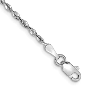 Rhodium Over 14k White Gold Diamond-Cut Quadruple Rope Chain Bracelet