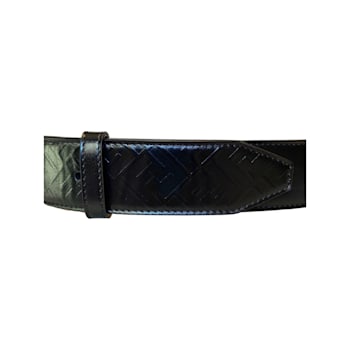 Fendi Mens Silver Buckle Smooth Black Calf Leather Belt 105